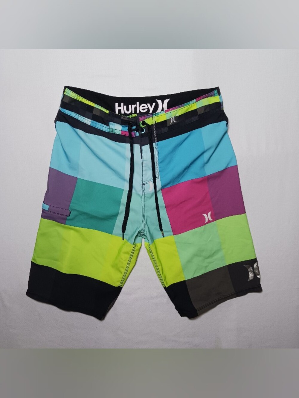 Hurley Phantom Mens Board Shorts Size 30 Colorblock Pink Blue Green